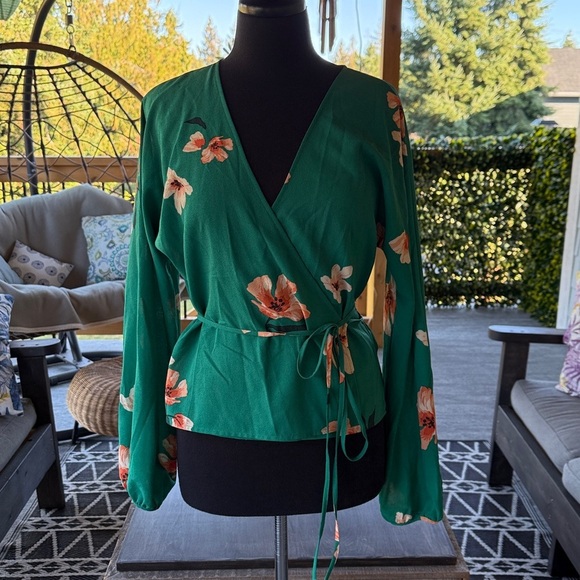 Wilfred Tops - Wilfred | Lilia Green Floral Wrap Blouse